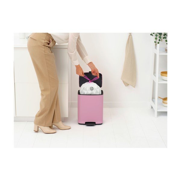 Rožnat jeklen koš za smeti s pedalom 12 l Bo – Brabantia-image-3