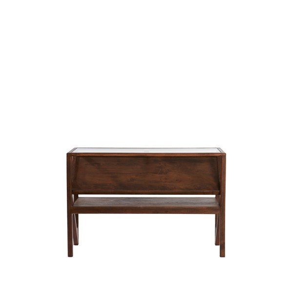 Stranska mizica s stekleno mizno ploščo v naravni barvi 41x119 cm Yuki – Light & Living-image-3