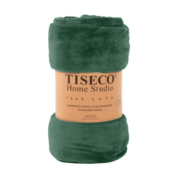 Temno zeleno pregrinjalo iz mikropliša za zakonsko posteljo 220x240 cm Cosy - Tiseco Home Studio