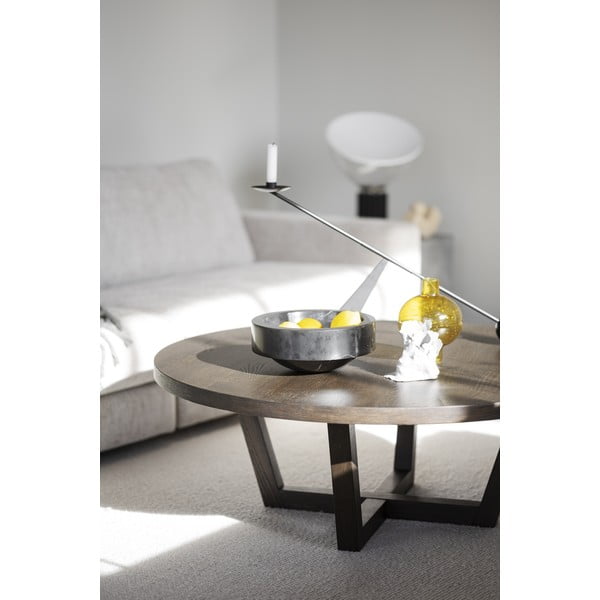 Temno rjava okrogla mizica v hrastovem dekorju ø 110 cm Boxford – Rowico-image-1