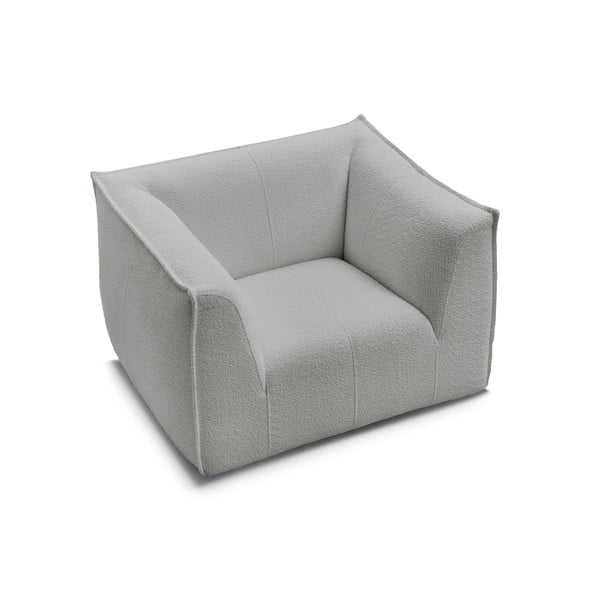 Svetlo siv fotelj iz tkanine bouclé Giorgia – Bobochic Paris-image-4