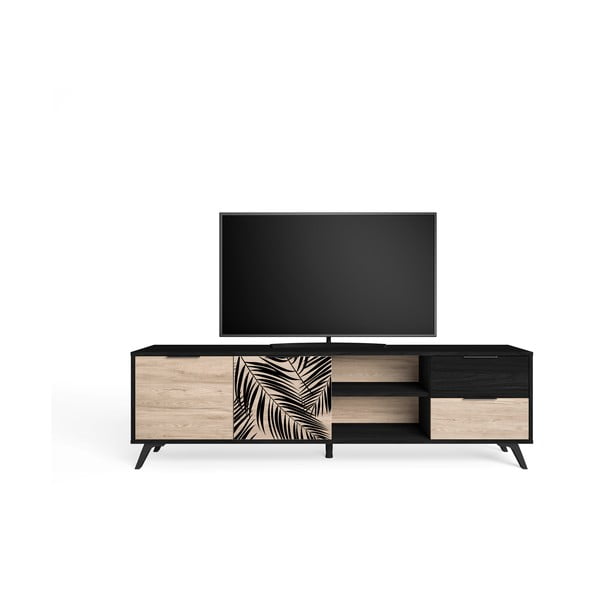 Črna TV omarica iz hrastovega dekorja 181x53 cm Palmera - Marckeric-image-4