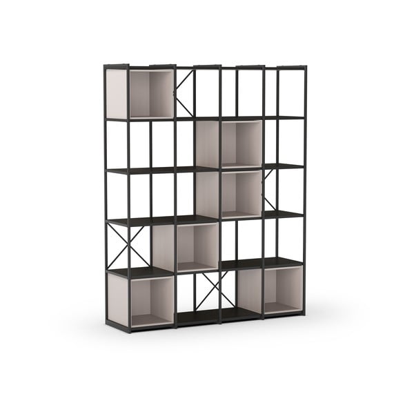 Črn in kremno bel regal 140x179 cm Anya – Marckeric-image-3