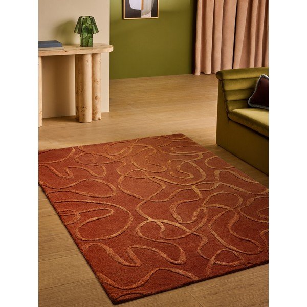 Opečnato oranžna ročno tkana preproga iz mešanice volne 160x230 cm Varri – MADE-image-1
