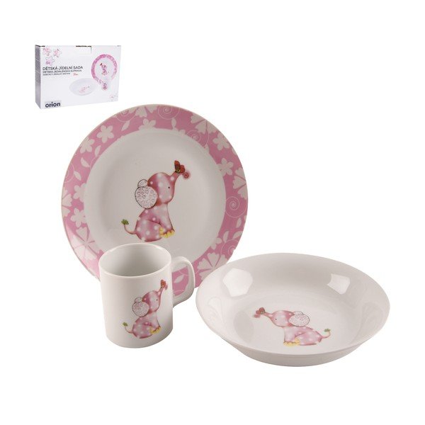 Komplet 3 otroških krožnikov iz porcelana z motivom slona Oriona