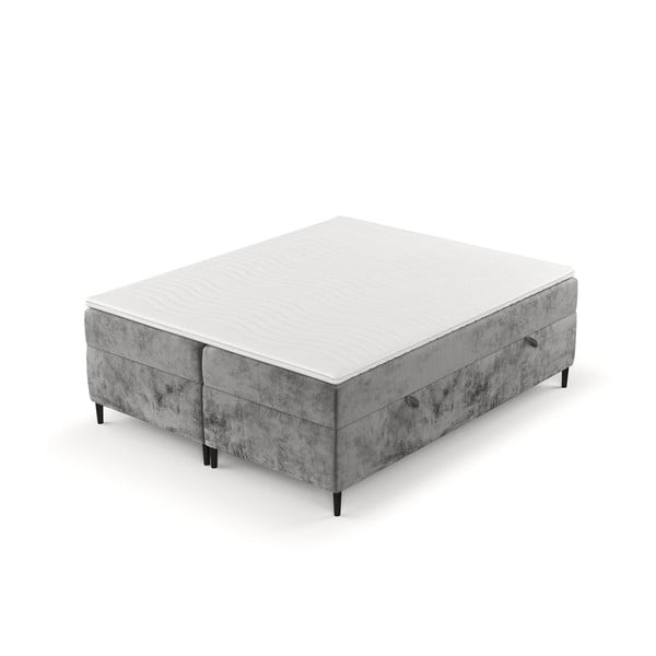 Temno siva boxspring postelja s prostorom za shranjevanje 200x200 cm Araya – Maison de Rêve