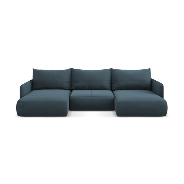 Modra raztegljiva/s prostorom za shranjevanje kotna sedežna garnitura Nanea – Makamii