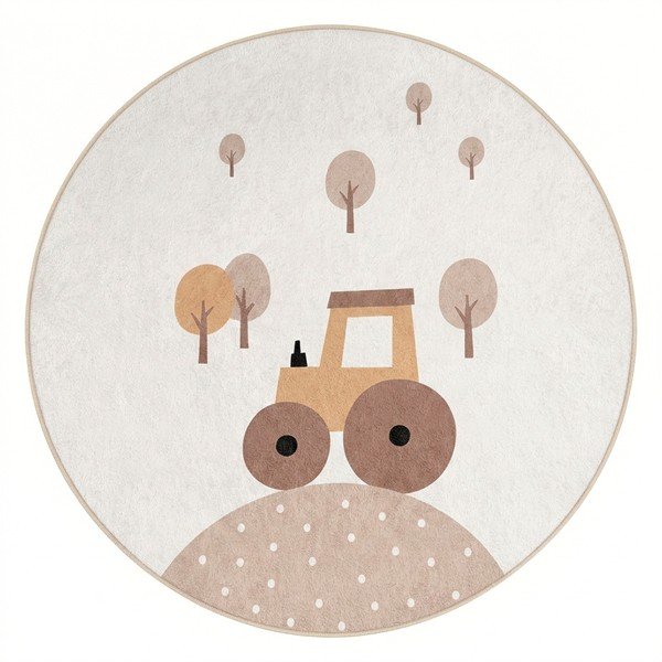Bež pralna otroška preproga ø150 cm Tractor World – Mila Home
