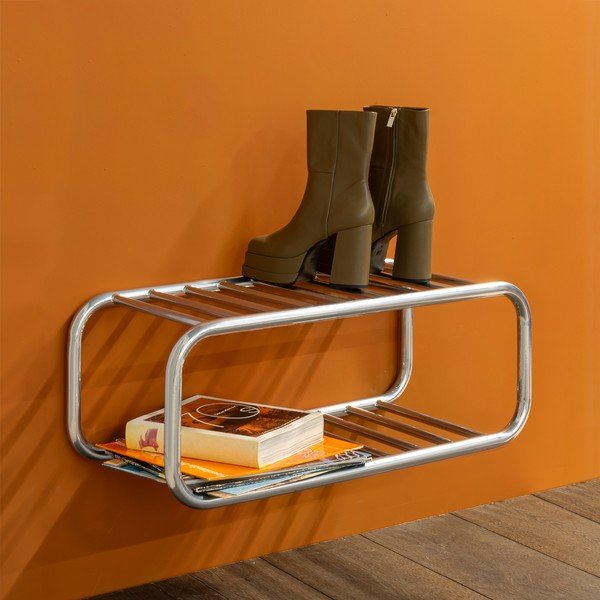 Kovinska stenska omarica za čevlje v srebrni barvi 72x28x35 cm Retro – Spinder Design-image-4