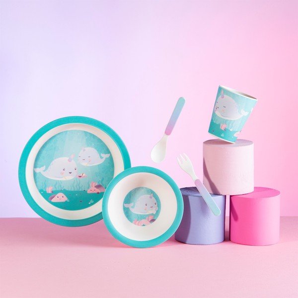 5-delni otroški set posode in pribora Sass & Belle Alma Narwhal-image-1