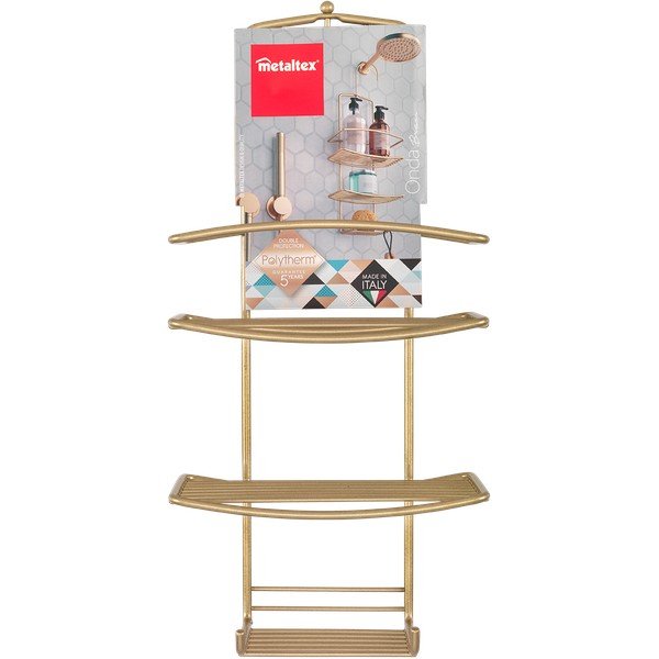 Jeklena viseča kopalniška polica v zlati barvi Onda – Metaltex-image-2