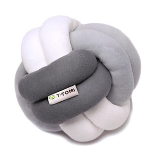 Sivo-bela bombažna pletena žoga T-TOMI, ø 20 cm