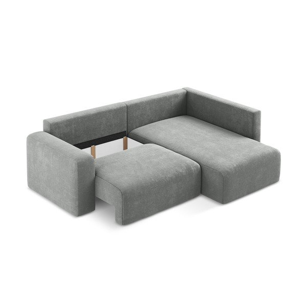 Siva raztegljiva/s prostorom za shranjevanje kotna sedežna garnitura iz šenilje (desni kot/v obliki črke L) Kona – Makamii-image-4
