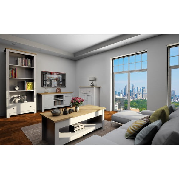 Siva/naravna nizka komoda v hrastovem dekorju 79x81 cm Emerald – Støraa-image-1