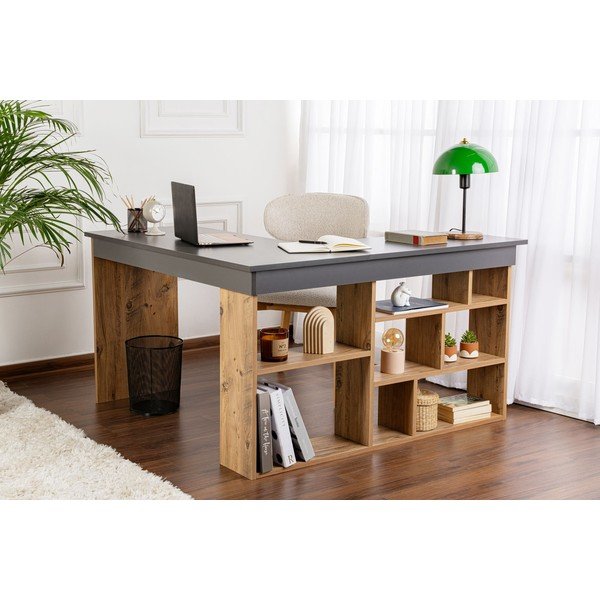 Pisalna miza v borovem dekorju 120x130 cm Vesper – Kalune Design-image-2