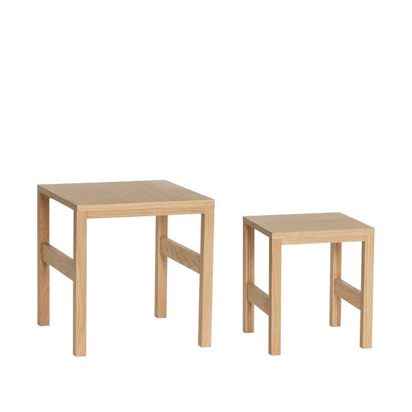 Stranske mizice v kompletu 2 ks v hrastovem dekorju 40x40 cm Puzzle – Hübsch-image-3