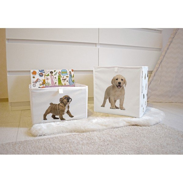 Bel tekstilni otroški organizator za igrače 32x32x32 cm The Cutest Ones – Butter Kings-image-1