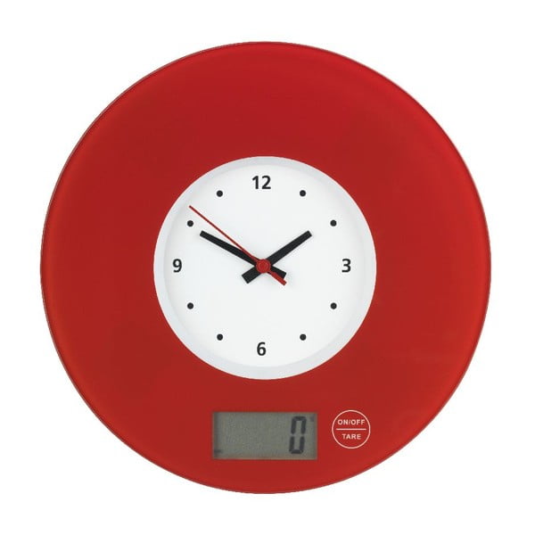 Rdeča kuhinjska tehtnica z uro Wenko Clock-image-2