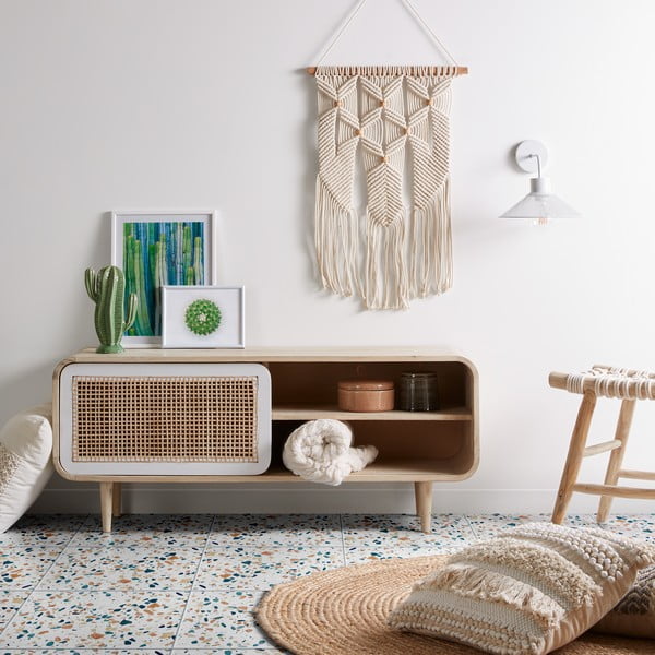 Stolček iz tikovine s sedežem iz bombažne vrvi Kave Home Eclipse-image-4