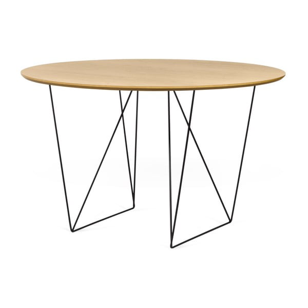 Jedilna miza iz hrastovega lesa s črnim podstavkom Symbiosis Row, ⌀ 120 cm