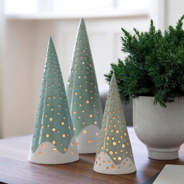 Turkizen božični svečnik iz kostnega porcelana Kähler Design Nobili, višina 25,5 cm-image-2