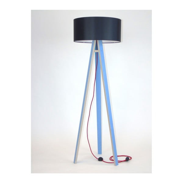 Modra talna svetilka s črnim senčnikom in rdečim kablom Ragaba Wanda
