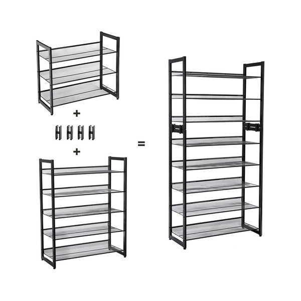 Črna kovinska polica za 15 parov čevljev Songmics-image-4