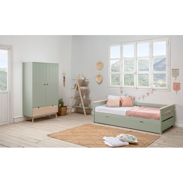 Zelena otroška postelja z izvlečnim dodatnim ležiščem Marckeric Elisa, 90 x 190 cm-image-1