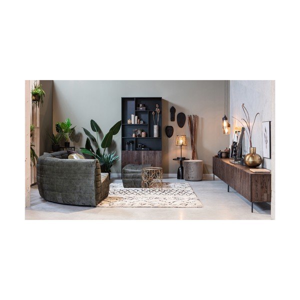 Olivno zelen žameten puf WOOOD Sara, ⌀ 46 cm-image-2