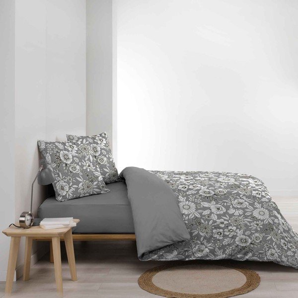 Bela/siva bombažna podaljšana posteljnina za zakonsko posteljo 240x220 cm Milady – douceur d'intérieur-image-1