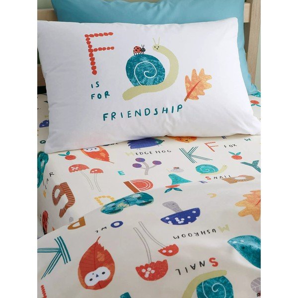Napenjalna otroška rjuha za otroško posteljico 70x140 cm Woodland Alphabet – RHS-image-1