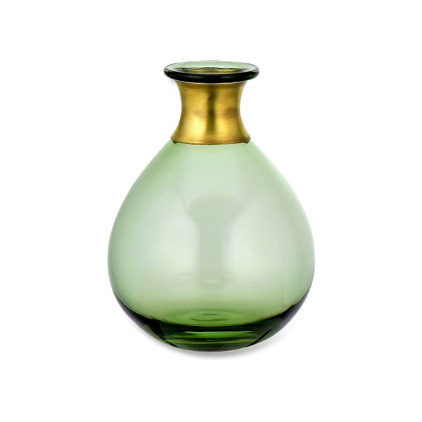 Zelena steklena vaza Nkuku Miza, višina 16,5 cm