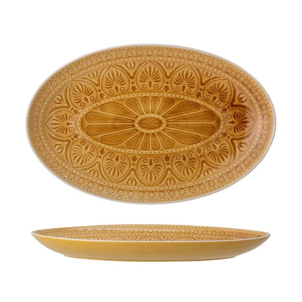 Oranžno-rumen servirni keramičen krožnik Bloomingville Rani, 39 x 25 cm-image-3