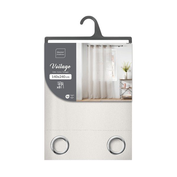 Slonokoščena prosojna zavesa iz tančice 140x240 cm Carlin – douceur d'intérieur-image-4