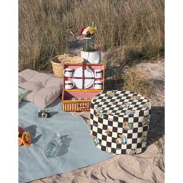 Belo-črni tabure Asterix Checkerboard - Really Nice Things-image-1