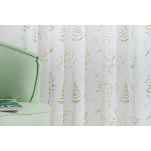 Bela/zelena prosojna zavesa 140x245 cm Caledonia – Mendola Fabrics-image-3