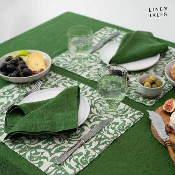Lanen pogrinjek 35x45 cm Evergreen Damask – Linen Tales-image-2