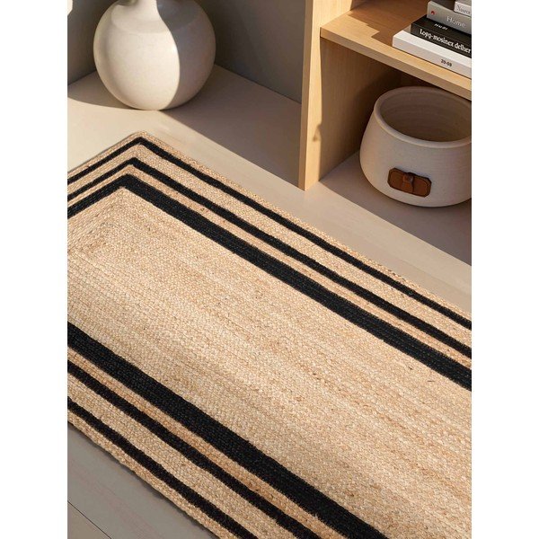 Črn/v naravni barvi ročno tkan tekač iz jute 70x200 cm Jutta – Hanse Home-image-2