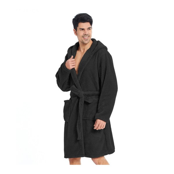 Črn unisex kopalni plašč iz mikrovlaken DecoKing Sleepyhead, velikost XS-image-1