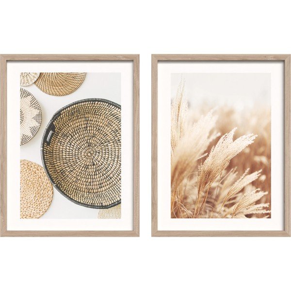 Tiskane slike v kompletu 2 ks z okvirjem 30x40 cm Full Beige – Styler