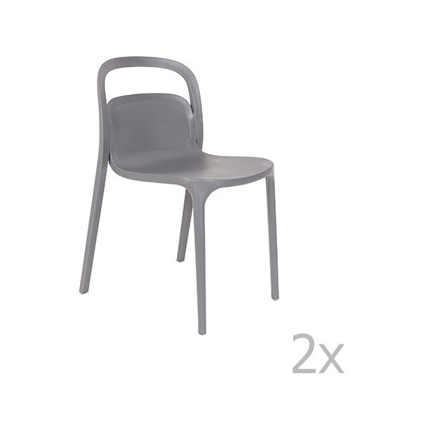 Komplet 2 sivih stolov White Label Rex