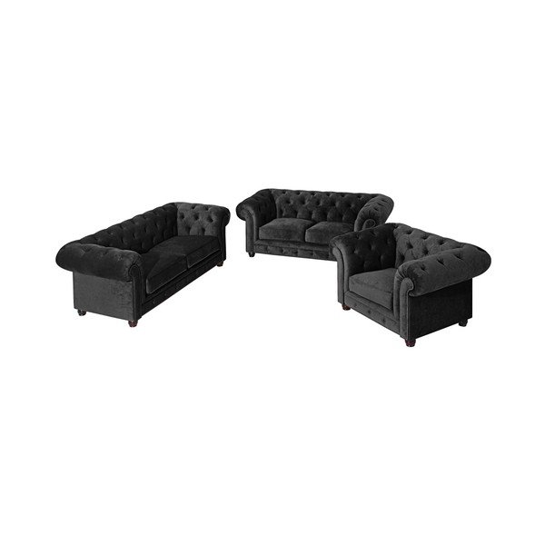 Črna zofa Max Winzer Orleans Velvet, 216 cm-image-2