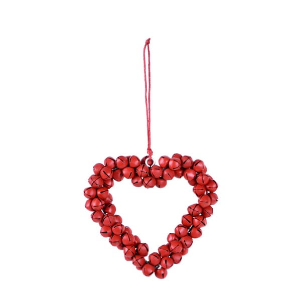 Rdeče viseče dekorativno srce iz kovinskih zvončkov Ego Dekor Zvončki, višina 8,5 cm