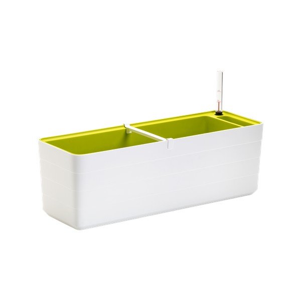 Belo-zelen samozalivalni cvetlični lonček Plastia Berberis, dolžina 59 cm-image-1