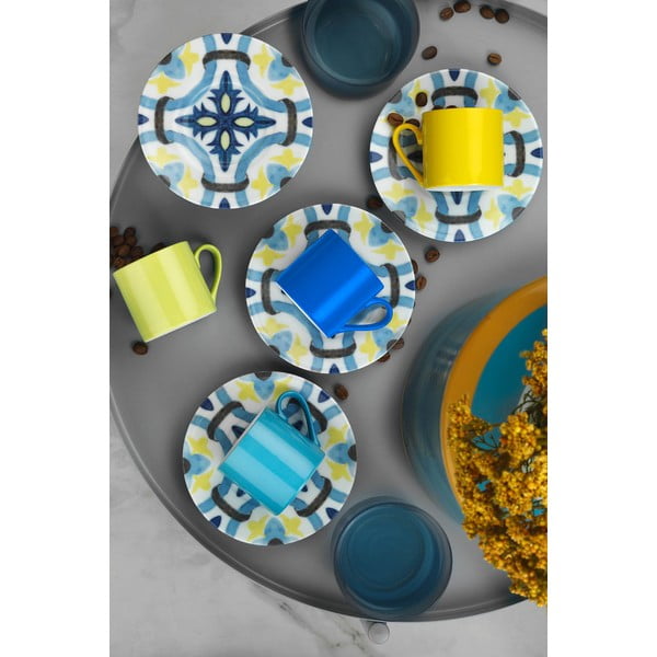 Komplet 4 skodelic in krožnikov Kütahya Porselen Geometric, 90 ml-image-1