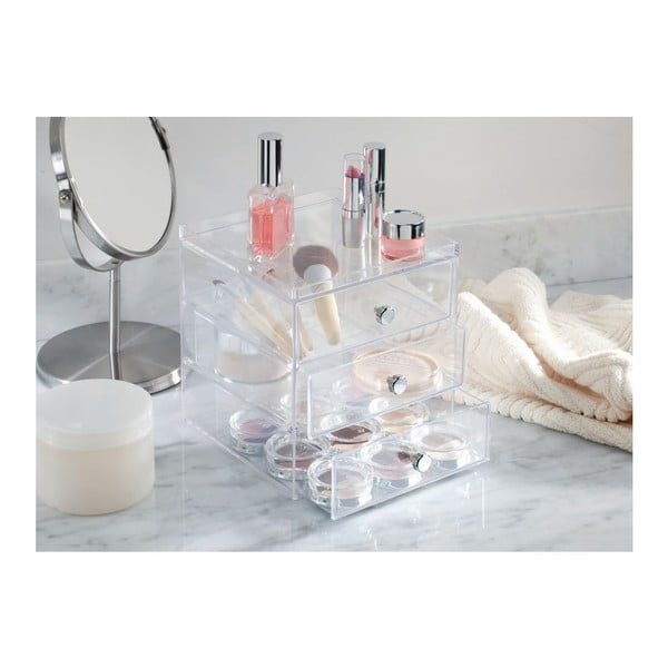 Prozoren organizator s 3 predali iDesign Drawers, višina 18 cm-image-1