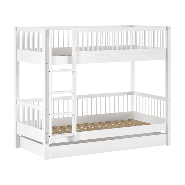 Otroški pograd z dodatnim ležiščem iz masivne bukve s prostorom za shranjevanje 90x200 cm Forrest – Vipack