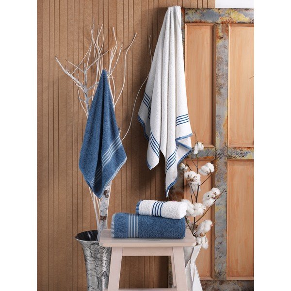 Beli/modri bombažni komplet brisač 4 ks – Mila Home-image-3