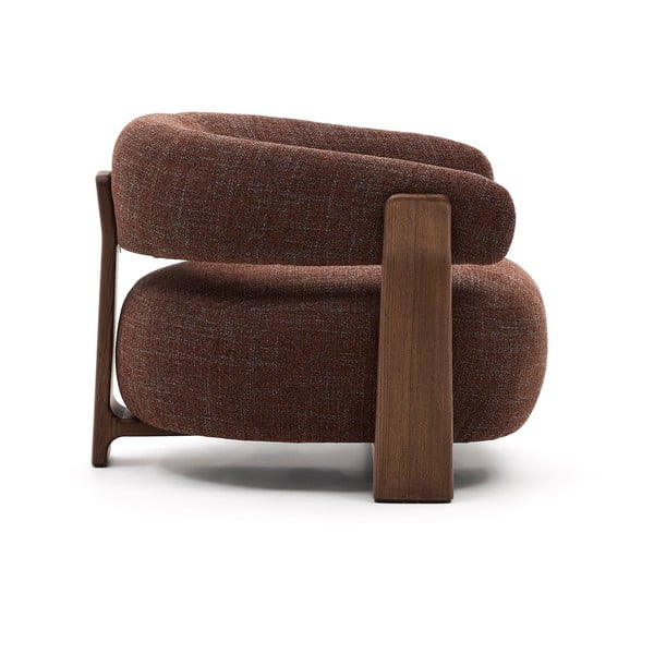 Rjav fotelj iz šenilje Granite – Kave Home-image-3