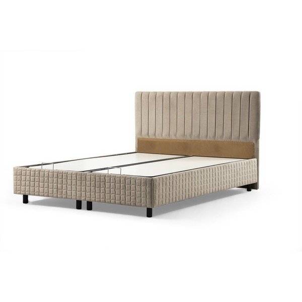 Bež oblazinjena postelja s prostorom za shranjevanje z letvenim dnom 120x200 cm Safir – Kalune Design